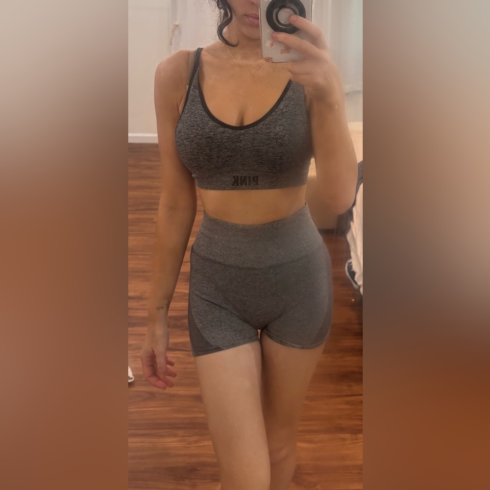 💕 Victoria's Secret PINK Seamless Crossback Sports Bra and Active Shorts Set 💕